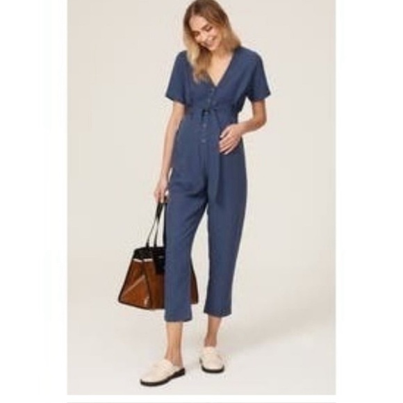 Hatch Noelle Maternity Jumpsuit Blue - Picture 1 of 16